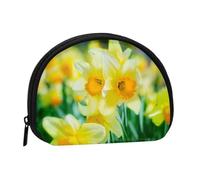 WKSGDSG Small Coin Purse with Zipper, Daffodil Flower Mini Wallet Coin Pouch, Portable Change Purse for Women Girls, Fashion Ladies Canvas Coin Bag with Keychain Credit Card Id Storage Bag