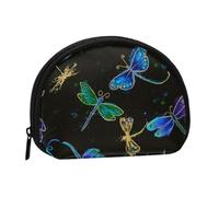 WKSGDSG Small Coin Purse with Zipper, Dragonfly Mini Wallet Coin Pouch, Portable Change Purse for Women Girls, Fashion Ladies Canvas Coin Bag with Keychain Credit Card Id Storage Bag