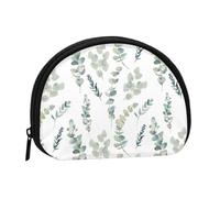 WKSGDSG Small Coin Purse with Zipper, Eucalyptus Leaves Mini Wallet Coin Pouch, Portable Change Purse for Women Girls, Fashion Ladies Canvas Coin Bag with Keychain Credit Card Id Storage Bag