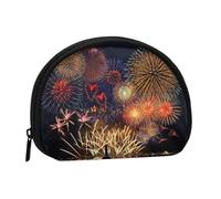 WKSGDSG Small Coin Purse with Zipper, Fireworks Mini Wallet Coin Pouch, Portable Change Purse for Women Girls, Fashion Ladies Canvas Coin Bag with Keychain Credit Card Id Storage Bag