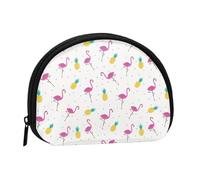 WKSGDSG Small Coin Purse with Zipper, Flamingo Pineapple Mini Wallet Coin Pouch, Portable Change Purse for Women Girls, Fashion Ladies Canvas Coin Bag with Keychain Credit Card Id Storage Bag