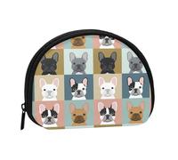 WKSGDSG Small Coin Purse with Zipper, French Bulldog Mini Wallet Coin Pouch, Portable Change Purse for Women Girls, Fashion Ladies Canvas Coin Bag with Keychain Credit Card Id Storage Bag