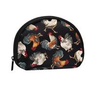 WKSGDSG Small Coin Purse with Zipper, French Roosters Mini Wallet Coin Pouch, Portable Change Purse for Women Girls, Fashion Ladies Canvas Coin Bag with Keychain Credit Card Id Storage Bag