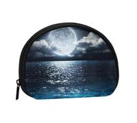 WKSGDSG Small Coin Purse with Zipper, Full Moon Foggy Clouds Mini Wallet Coin Pouch, Portable Change Purse for Women Girls, Fashion Ladies Canvas Coin Bag with Keychain Credit Card Id Storage Bag