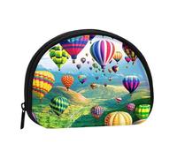 WKSGDSG Small Coin Purse with Zipper, Hot Air Balloons Mini Wallet Coin Pouch, Portable Change Purse for Women Girls, Fashion Ladies Canvas Coin Bag with Keychain Credit Card Id Storage Bag