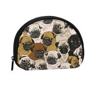 WKSGDSG Small Coin Purse with Zipper, Imagen De Pug Mini Wallet Coin Pouch, Portable Change Purse for Women Girls, Fashion Ladies Canvas Coin Bag with Keychain Credit Card Id Storage Bag