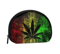 WKSGDSG Small Coin Purse with Zipper, Jamaica Flag Leaves Mini Wallet Coin Pouch, Portable Change Purse for Women Girls, Fashion Ladies Canvas Coin Bag with Keychain Credit Card Id Storage Bag