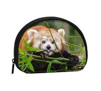 WKSGDSG Small Coin Purse with Zipper, Little Red Panda Mini Wallet Coin Pouch, Portable Change Purse for Women Girls, Fashion Ladies Canvas Coin Bag with Keychain Credit Card Id Storage Bag