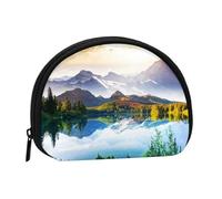 WKSGDSG Small Coin Purse With Zipper Mountain View Sunny Day Nature Mini Wallet Coin Pouch Portable Change Purse For Women Girls Fashion Ladies Canvas Coin Bag With Keychain Credit Card Id Storage Bag