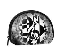 WKSGDSG Small Coin Purse with Zipper, Musical Theme Music Clefs Mini Wallet Coin Pouch, Portable Change Purse for Women Girls, Fashion Ladies Canvas Coin Bag with Keychain Credit Card Id Storage Bag