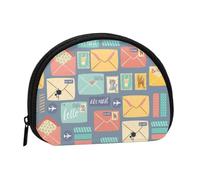 WKSGDSG Small Coin Purse with Zipper, Postal Stationery Mini Wallet Coin Pouch, Portable Change Purse for Women Girls, Fashion Ladies Canvas Coin Bag with Keychain Credit Card Id Storage Bag