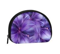 WKSGDSG Small Coin Purse with Zipper, Purple Lily Flowers Mini Wallet Coin Pouch, Portable Change Purse for Women Girls, Fashion Ladies Canvas Coin Bag with Keychain Credit Card Id Storage Bag