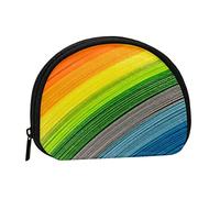 WKSGDSG Small Coin Purse with Zipper, Rainbow Color Stripe Mini Wallet Coin Pouch, Portable Change Purse for Women Girls, Fashion Ladies Canvas Coin Bag with Keychain Credit Card Id Storage Bag