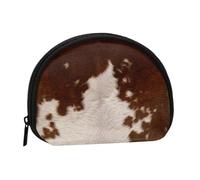 WKSGDSG Small Coin Purse with Zipper, Red Brown Cowhide Mini Wallet Coin Pouch, Portable Change Purse for Women Girls, Fashion Ladies Canvas Coin Bag with Keychain Credit Card Id Storage Bag