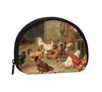 WKSGDSG Small Coin Purse with Zipper, Roast Chicken Hen Farm Mini Wallet Coin Pouch, Portable Change Purse for Women Girls, Fashion Ladies Canvas Coin Bag with Keychain Credit Card Id Storage Bag
