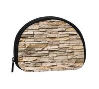 WKSGDSG Small Coin Purse with Zipper, Rustic Rocks Brick Wall Mini Wallet Coin Pouch, Portable Change Purse for Women Girls, Fashion Ladies Canvas Coin Bag with Keychain Credit Card Id Storage Bag