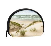 WKSGDSG Small Coin Purse with Zipper, Seaside Grand Tidal Mini Wallet Coin Pouch, Portable Change Purse for Women Girls, Fashion Ladies Canvas Coin Bag with Keychain Credit Card Id Storage Bag