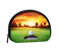 WKSGDSG Small Coin Purse With Zipper, Sport Golf Ball Sunset Tree Mini Wallet Coin Pouch, Portable Change Purse For Women Girls, Fashion Ladies Canvas Coin Bag With Keychain Credit Card Id Storage Bag