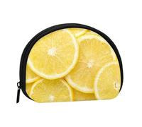 WKSGDSG Small Coin Purse with Zipper, Yellow Lemon Mini Wallet Coin Pouch, Portable Change Purse for Women Girls, Fashion Ladies Canvas Coin Bag with Keychain Credit Card Id Storage Bag