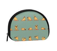 WKSGDSG Small Coin Purse with Zipper, Yoga Pug Mini Wallet Coin Pouch, Portable Change Purse for Women Girls, Fashion Ladies Canvas Coin Bag with Keychain Credit Card Id Storage Bag