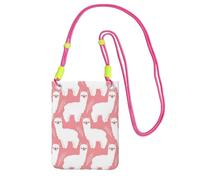 WKSGDSG Small Crossbody Phone Bag for Women Men, Alpaca Llama Sling Crossbody Pouch, Water Resistant Shoulder Bag for Workout Travel Sports Gym Commute, Mobile Phone Bags, Adjustable red Strap