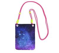 WKSGDSG Small Crossbody Phone Bag for Women Men, Blue Galaxy Sling Crossbody Pouch, Water Resistant Shoulder Bag for Workout Travel Sports Gym Commute, Mobile Phone Bags, Adjustable red Strap