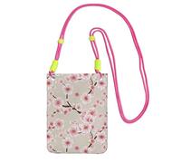 WKSGDSG Small Crossbody Phone Bag for Women Men, Cherry Blossoms Sling Crossbody Pouch, Water Resistant Shoulder Bag for Workout Travel Sports Gym Commute, Mobile Phone Bags, Adjustable red Strap