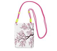 WKSGDSG Small Crossbody Phone Bag for Women Men, Cherry Blossoms Tree Sling Crossbody Pouch, Water Resistant Shoulder Bag for Workout Travel Sports Gym Commute, Mobile Phone Bags, Adjustable red Strap