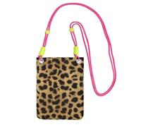 WKSGDSG Small Crossbody Phone Bag for Women Men, Leopard Animal Print Sling Crossbody Pouch, Water Resistant Shoulder Bag for Workout Travel Sports Gym Commute, Mobile Phone Bags, Adjustable red Strap