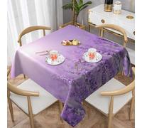 WKSGDSG Square Tablecloths 137x137cm, Romantic Purple Lavender, Coffee Table Cloths Wipeable Washable Tablecloth Farmhouse Soft Polyester Table Covers For Party Kitchen Outdoor Indoor Banquet Decor