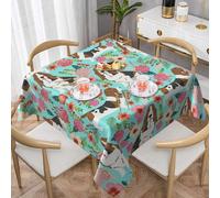 WKSGDSG Square Tablecloths 137x137cm, Sweet Basset Hound Florals, Coffee Table Cloths Wipeable Washable Tablecloth Farmhouse Soft Polyester Table Covers For Party Kitchen Outdoor Indoor Banquet Decor