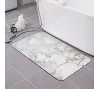 WKSGDSG Super Absorbent Bath Mats For Bathroom, White Marble Rose Gold Diatomaceous Mat Quick Drying Non-Slip Bathtub Mat For Bathroom Kitchen Door Mat, Rubber Backed Washable Thin, 80x50 Cm