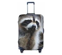 WKSGDSG Travel Luggage Cover Protector, Cute Raccoon Elastic Suitcase Cover Fits 22-24 Inch Luggage, Universal Anti-Scratch Detachable Carry on Luggage Covers with Concealed Zipper