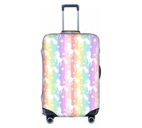 WKSGDSG Travel Luggage Cover Protector, Unicorns On Colorful Stripes Elastic Suitcase Cover Fits 22-24 Inch Luggage, Universal Anti-Scratch Detachable Carry on Luggage Covers with Concealed Zipper