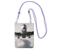 WKSGDSG Waterproof Crossbody Phone Pouch for Women Girls, Small Wallet Crossbody Bag, Carry a mobile phone bag for Travel, Commute, Outing, Slim Fanny Pack, Airplane Art Shoulder Bag, Purple Strap