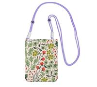 WKSGDSG Waterproof Crossbody Phone Pouch for Women Girls, Small Wallet Crossbody Bag, Carry a mobile phone bag for Travel, Commute, Outing, Slim Fanny Pack, Flowers Shoulder Bag, Purple Strap