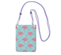 WKSGDSG Waterproof Crossbody Phone Pouch for Women Girls, Small Wallet Crossbody Bag, Carry a mobile phone bag for Travel, Commute, Outing, Slim Fanny Pack, Flamingo Shoulder Bag, Purple Strap