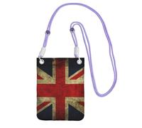 WKSGDSG Waterproof Crossbody Phone Pouch for Women Girls, Small Wallet Crossbody Bag, Carry a mobile phone bag for Travel, Commute, Outing, Slim Fanny Pack, British Flag Shoulder Bag, Purple Strap