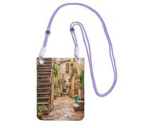 WKSGDSG Waterproof Crossbody Phone Pouch for Women Girls, Small Wallet Crossbody Bag, Carry a mobile phone bag for Travel, Commute, Outing, Slim Fanny Pack, Italian Street Shoulder Bag, Purple Strap