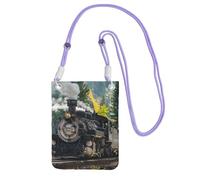 WKSGDSG Waterproof Crossbody Phone Pouch for Women Girls, Small Wallet Crossbody Bag, Carry a mobile phone bag for Travel, Commute, Outing, Slim Fanny Pack, Steam Train Shoulder Bag, Purple Strap