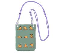WKSGDSG Waterproof Crossbody Phone Pouch for Women Girls, Small Wallet Crossbody Bag, Carry a mobile phone bag for Travel, Commute, Outing, Slim Fanny Pack, Yoga Pug Shoulder Bag, Purple Strap