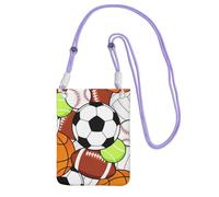 WKSGDSG Waterproof Crossbody Phone Pouch for Women Girls, Small Wallet Crossbody Bag, Carry a mobile phone bag for Travel, Commute, Outing, Slim Fanny Pack, Sports Ball Shoulder Bag, Purple Strap