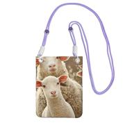 WKSGDSG Waterproof Crossbody Phone Pouch for Women Girls, Small Wallet Crossbody Bag, Carry a mobile phone bag for Travel, Commute, Outing, Slim Fanny Pack, Sheep And Lambs Shoulder Bag, Purple Strap