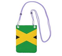 WKSGDSG Waterproof Crossbody Phone Pouch for Women Girls, Small Wallet Crossbody Bag, Carry a mobile phone bag for Travel, Commute, Outing, Slim Fanny Pack, Jamaica Flag Shoulder Bag, Purple Strap