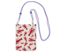 WKSGDSG Waterproof Crossbody Phone Pouch for Women Girls, Small Wallet Crossbody Bag, Carry a mobile phone bag for Travel, Commute, Outing, Slim Fanny Pack, Red Lobster Shoulder Bag, Purple Strap