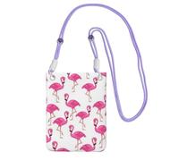 WKSGDSG Waterproof Crossbody Phone Pouch for Women Girls, Small Wallet Crossbody Bag, Carry a mobile phone bag for Travel, Commute, Outing, Slim Fanny Pack, Flamingo Shoulder Bag, Purple Strap