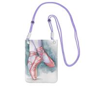 WKSGDSG Waterproof Crossbody Phone Pouch for Women Girls, Small Wallet Crossbody Bag, Carry a mobile phone bag for Travel, Commute, Outing, Slim Fanny Pack, Ballet Dancer Shoulder Bag, Purple Strap