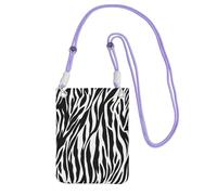WKSGDSG Waterproof Crossbody Phone Pouch for Women Girls, Small Wallet Crossbody Bag, Carry a mobile phone bag for Travel, Commute, Outing, Slim Fanny Pack, Zebra Print Shoulder Bag, Purple Strap