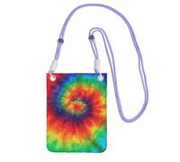 WKSGDSG Waterproof Crossbody Phone Pouch for Women Girls, Small Wallet Crossbody Bag, Carry a mobile phone bag for Travel, Commute, Outing, Slim Fanny Pack, Tie Dye Hippies Shoulder Bag, Purple Strap