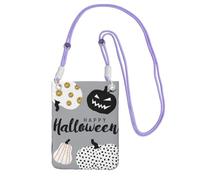 WKSGDSG Waterproof Crossbody Phone Pouch for Women Girls, Small Wallet Crossbody Bag, Carry a mobile phone bag for Travel, Commute, Outing, Slim Fanny Pack, Happy Halloween Shoulder Bag, Purple Strap